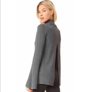 Robert Rodriguez Gray Wool Cashmere Bell Sleeve Open Back Rib Sweater Sz Small